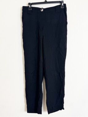 Ganni textured crepe black trouser pants